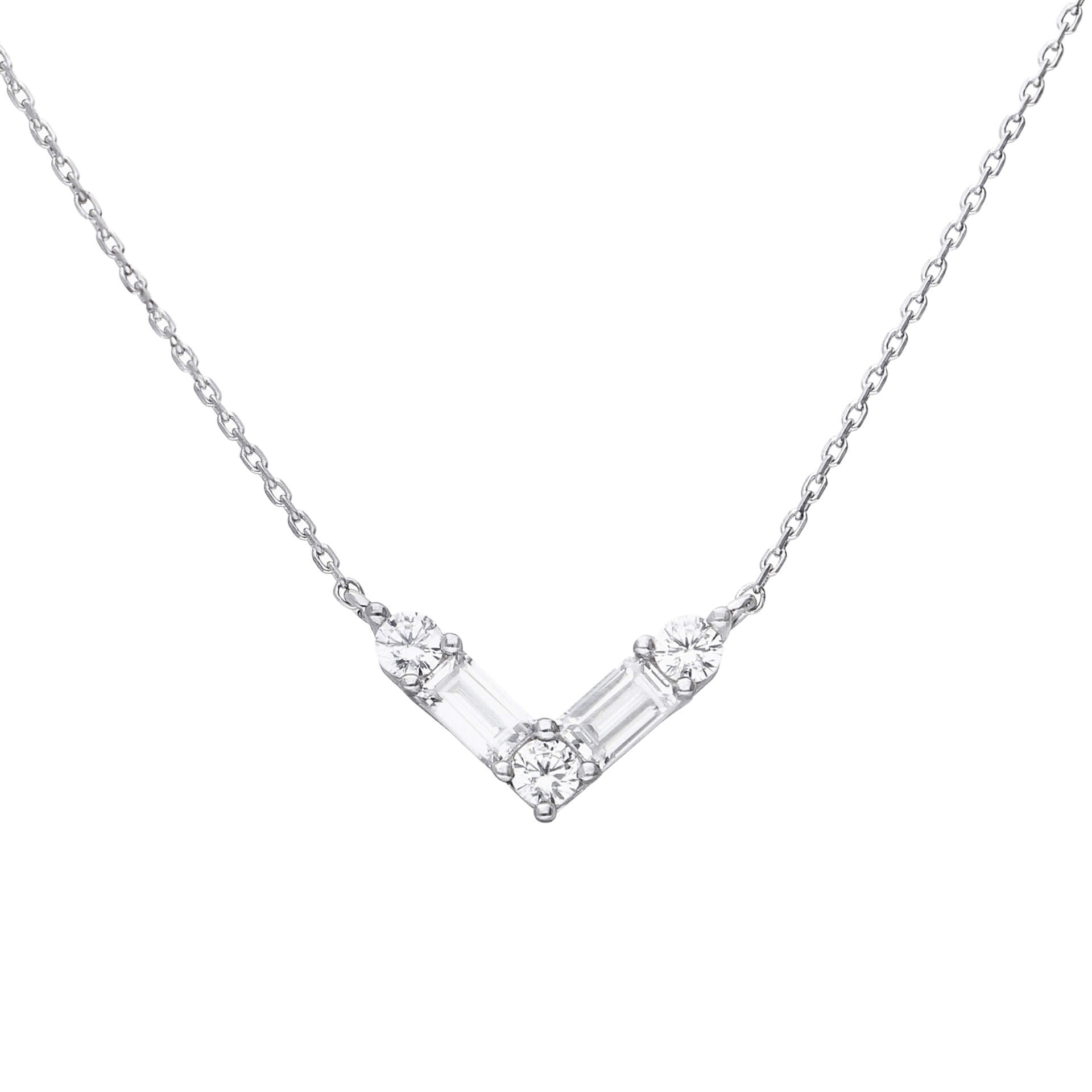 V Shaped Zirconia Necklace