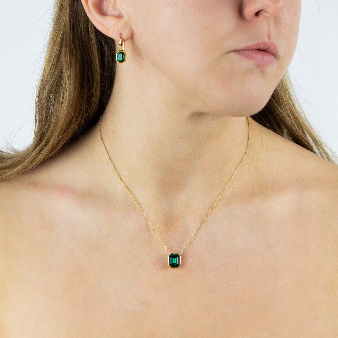 Elongated Octagon Crystal Necklace