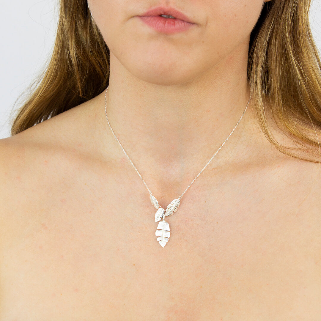 Multi Leaf Drop Necklace