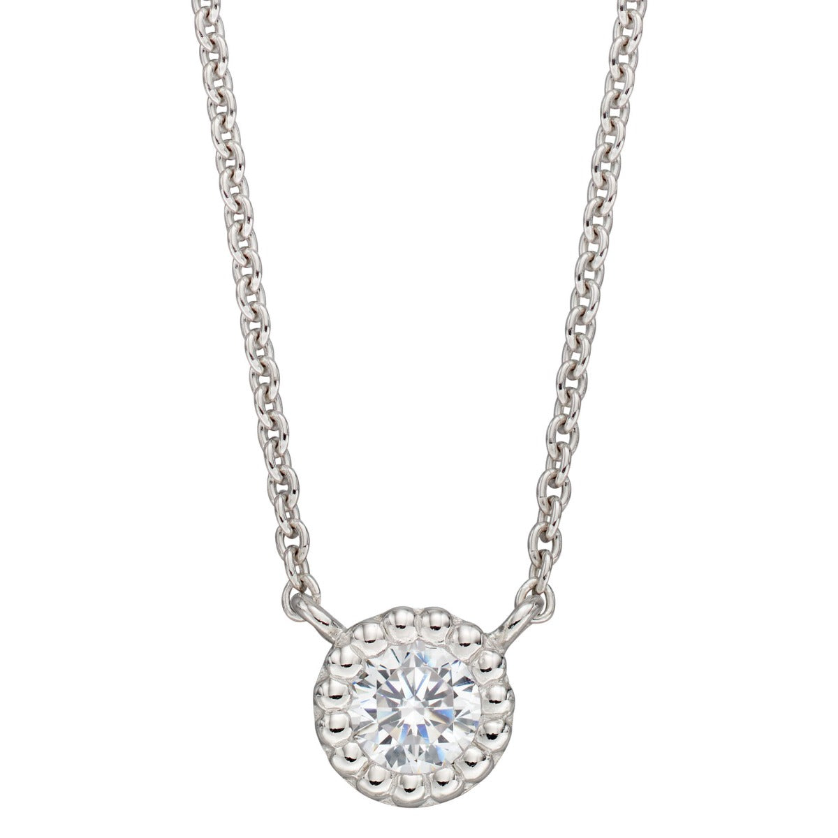 Millegrain Edge Cubic Zirconia Necklace
