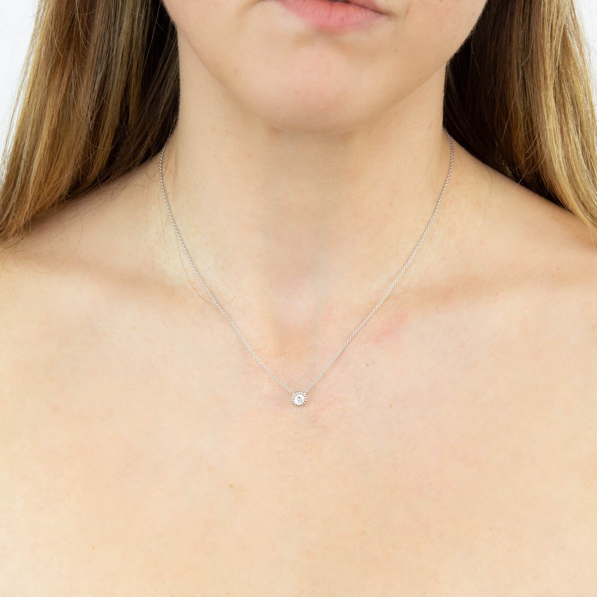 Millegrain Edge Cubic Zirconia Necklace