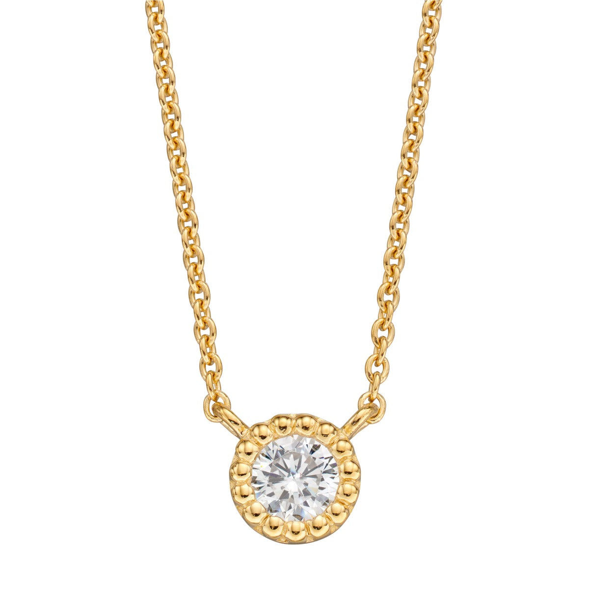 Millegrain Edge Cubic Zirconia Necklace