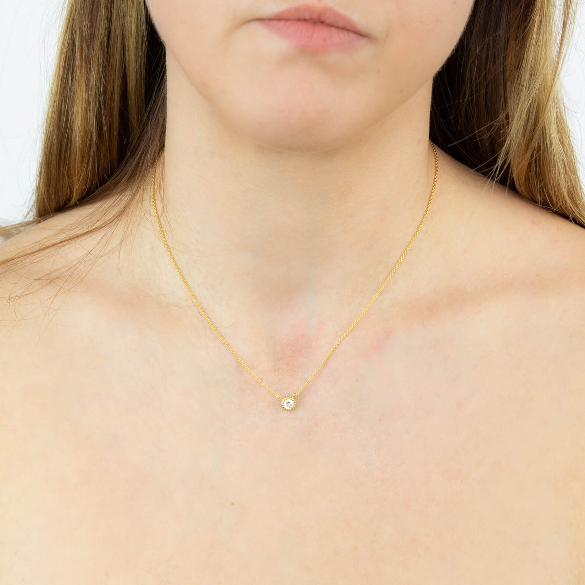 Millegrain Edge Cubic Zirconia Necklace