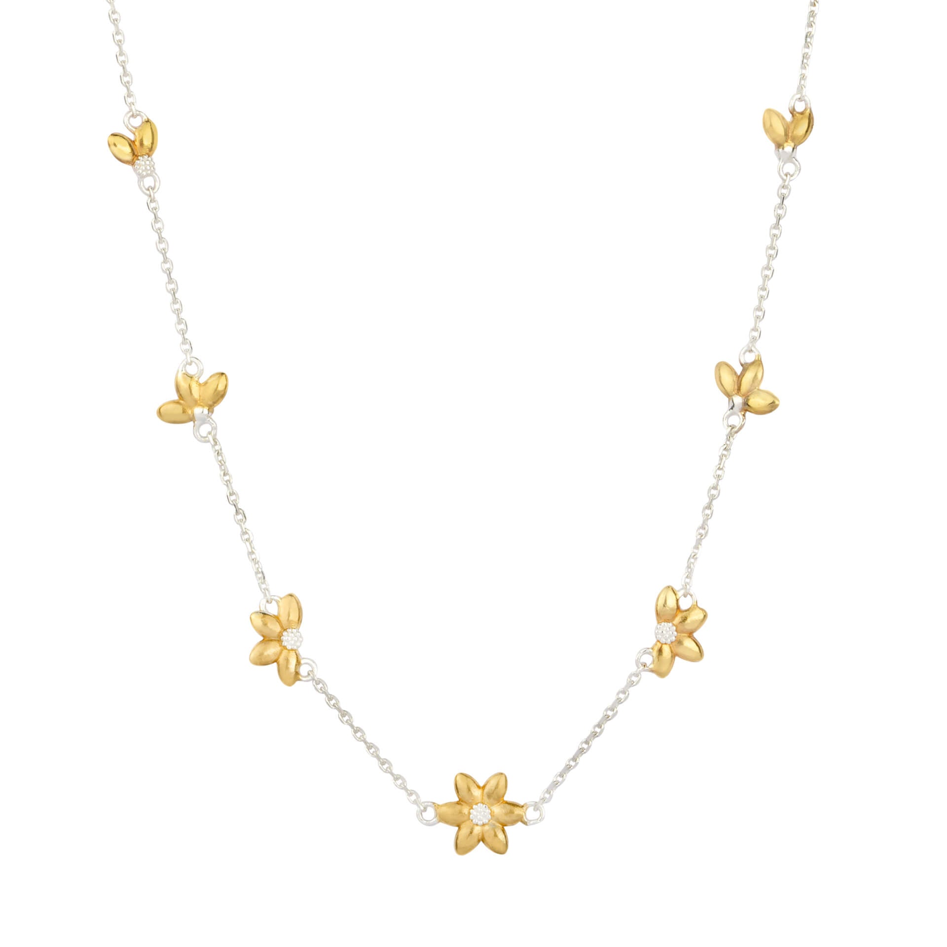 Sunflower Station Necklace with Yellow Gold Plating