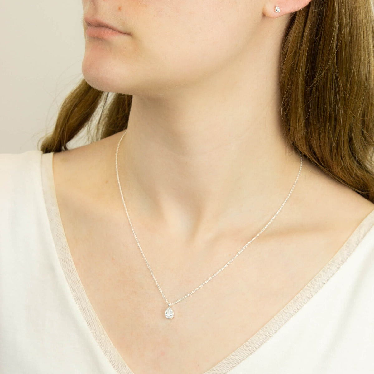 Teardrop Stud Earrings with Cubic Zirconia
