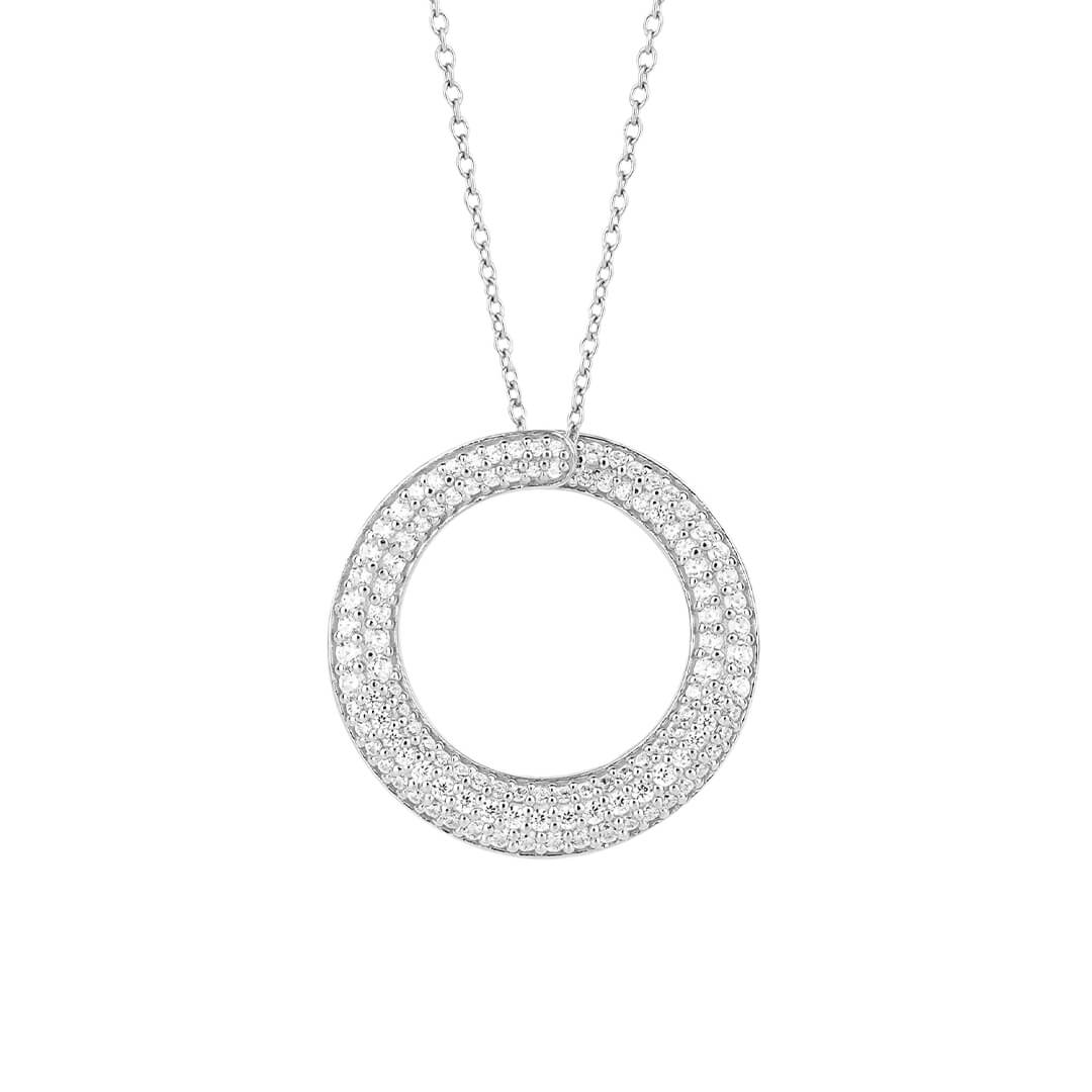 Pave Swirl Open Circle Necklace