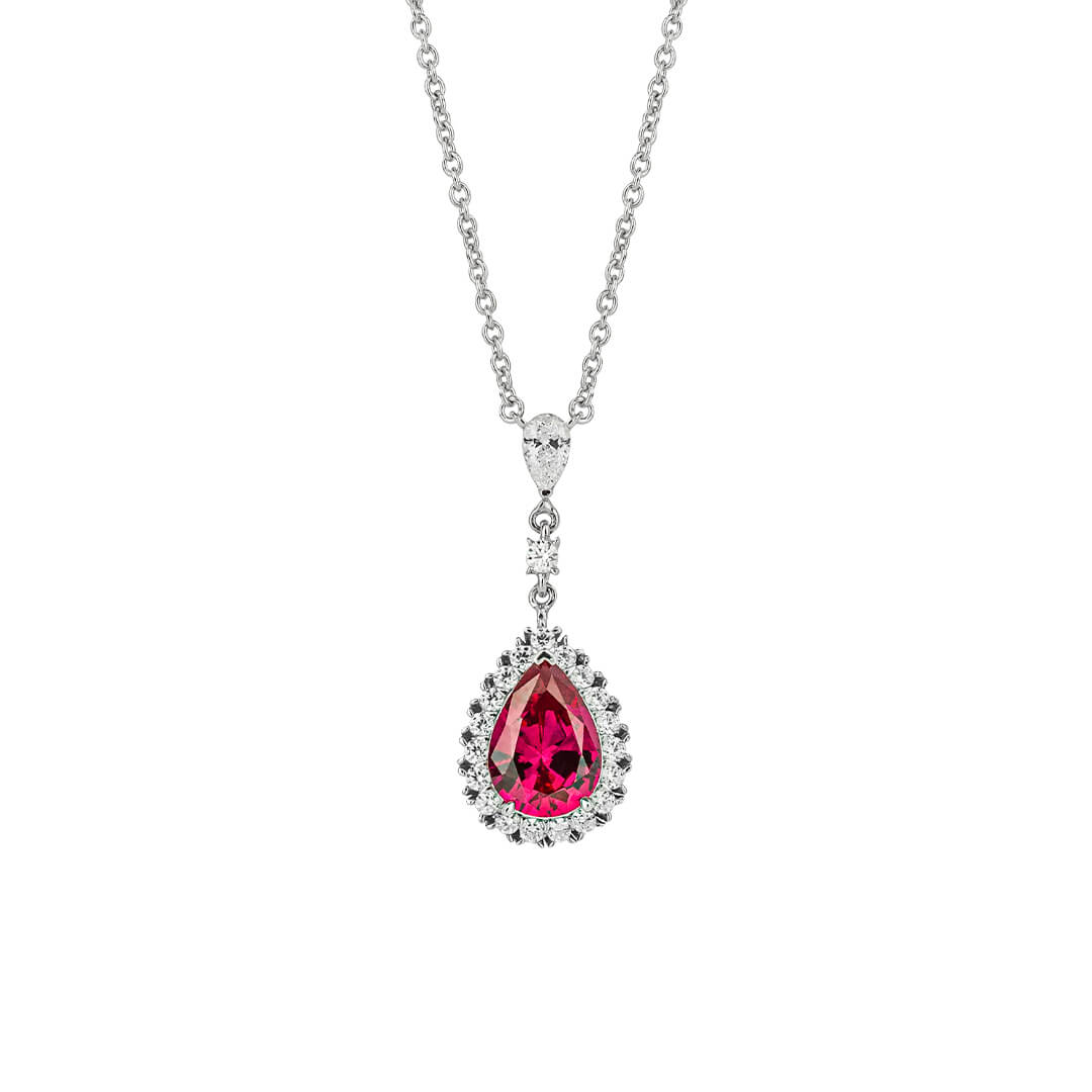 Teardrop and Pave Surround Necklace