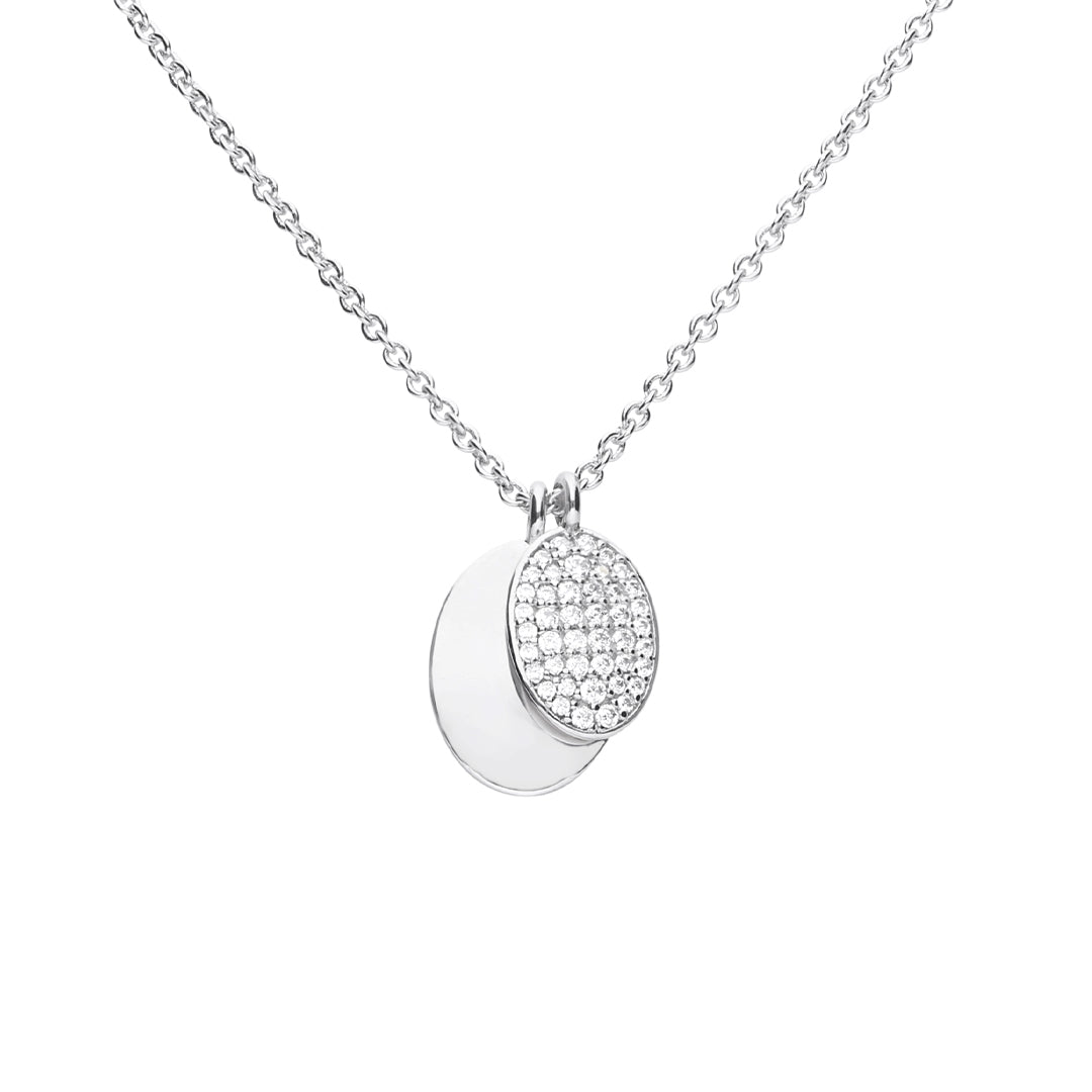Engravable Plain Tag Necklace with Pave Set Tag