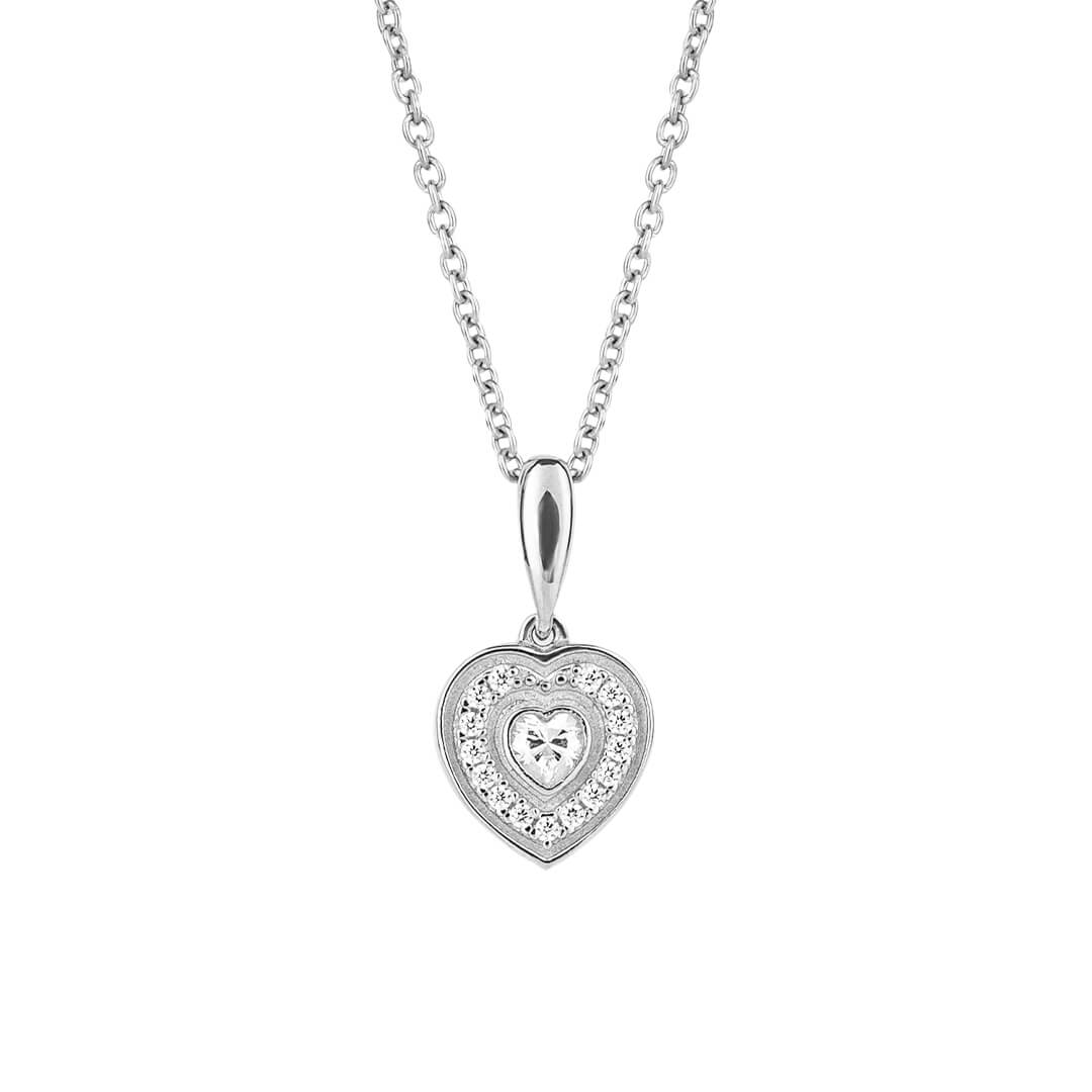 Pave Set Zirconia Heart Necklace