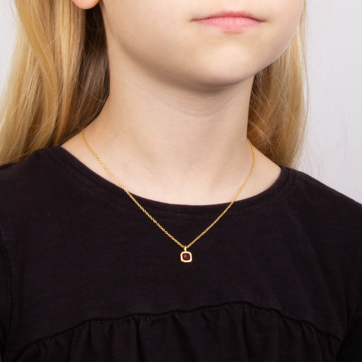 Semi-Precious Birthstone Necklace with Diamond Tag