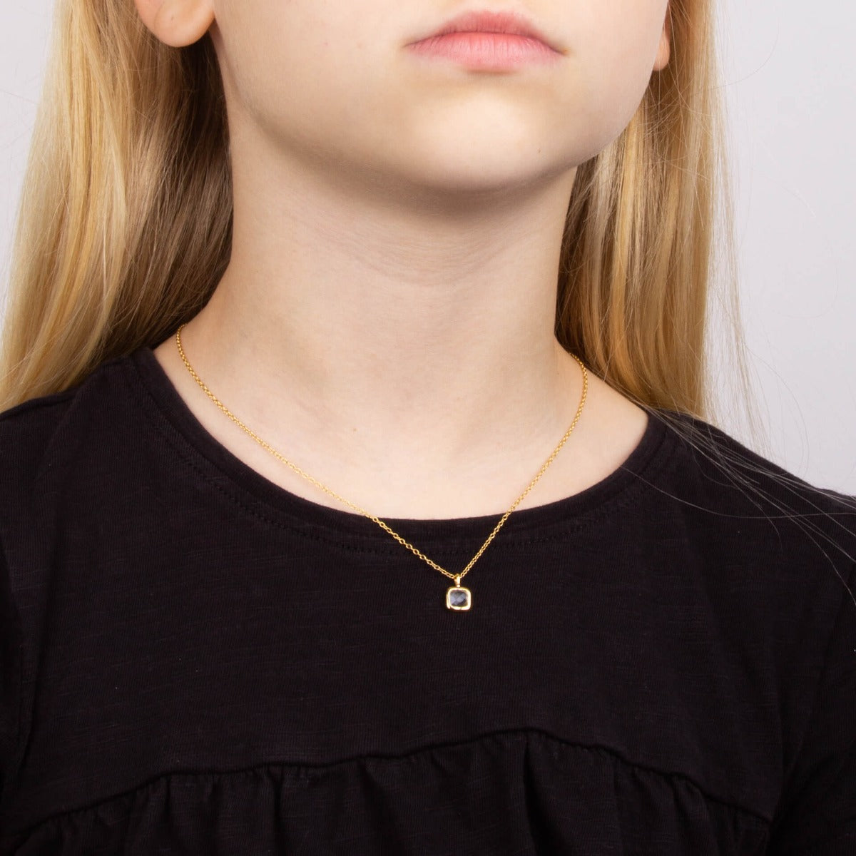 Semi-Precious Birthstone Necklace with Diamond Tag