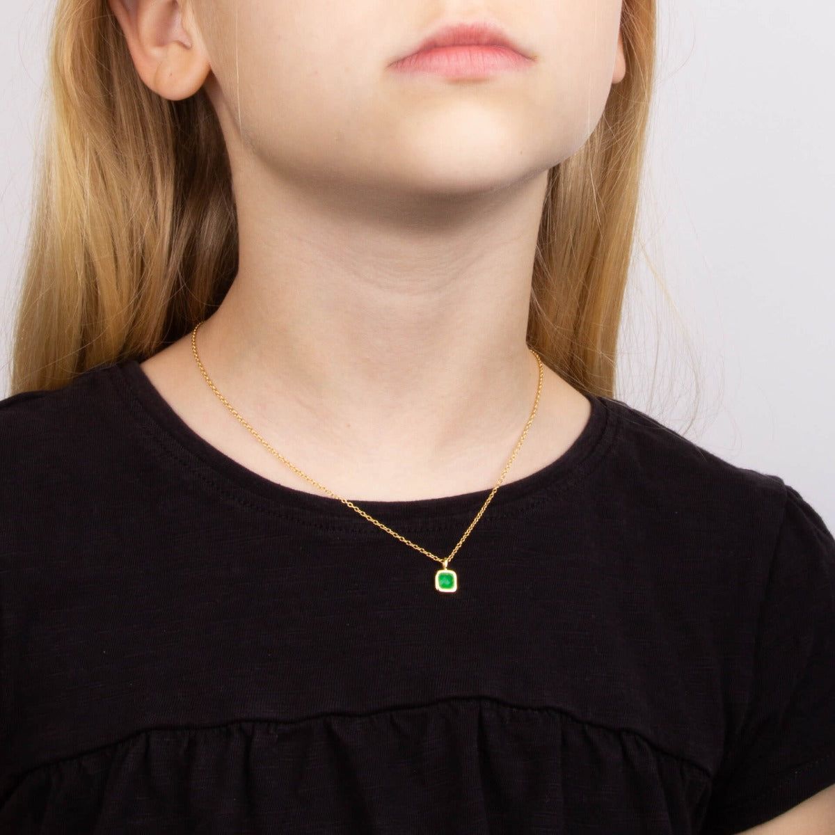 Semi-Precious Birthstone Necklace with Diamond Tag