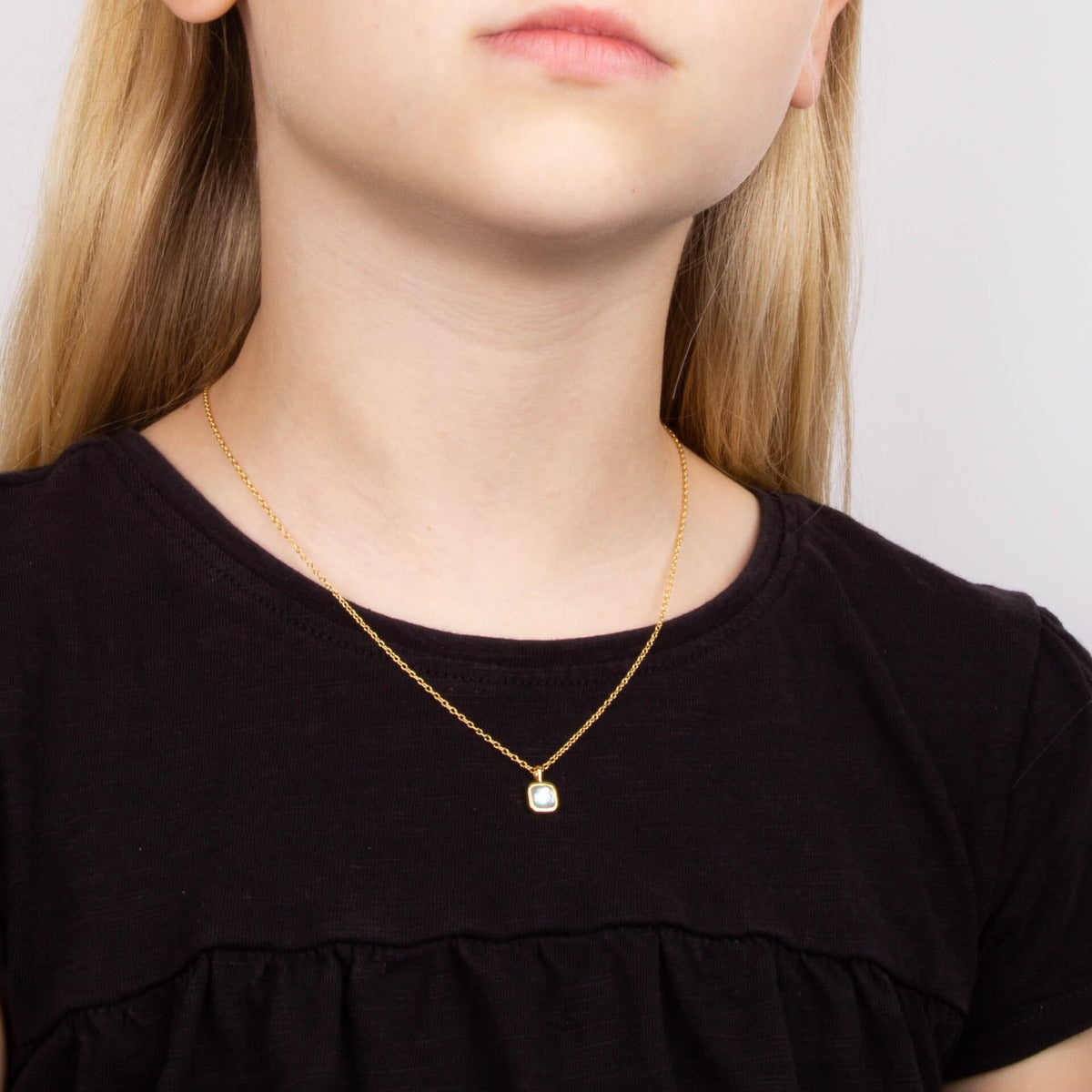 Semi-Precious Birthstone Necklace with Diamond Tag