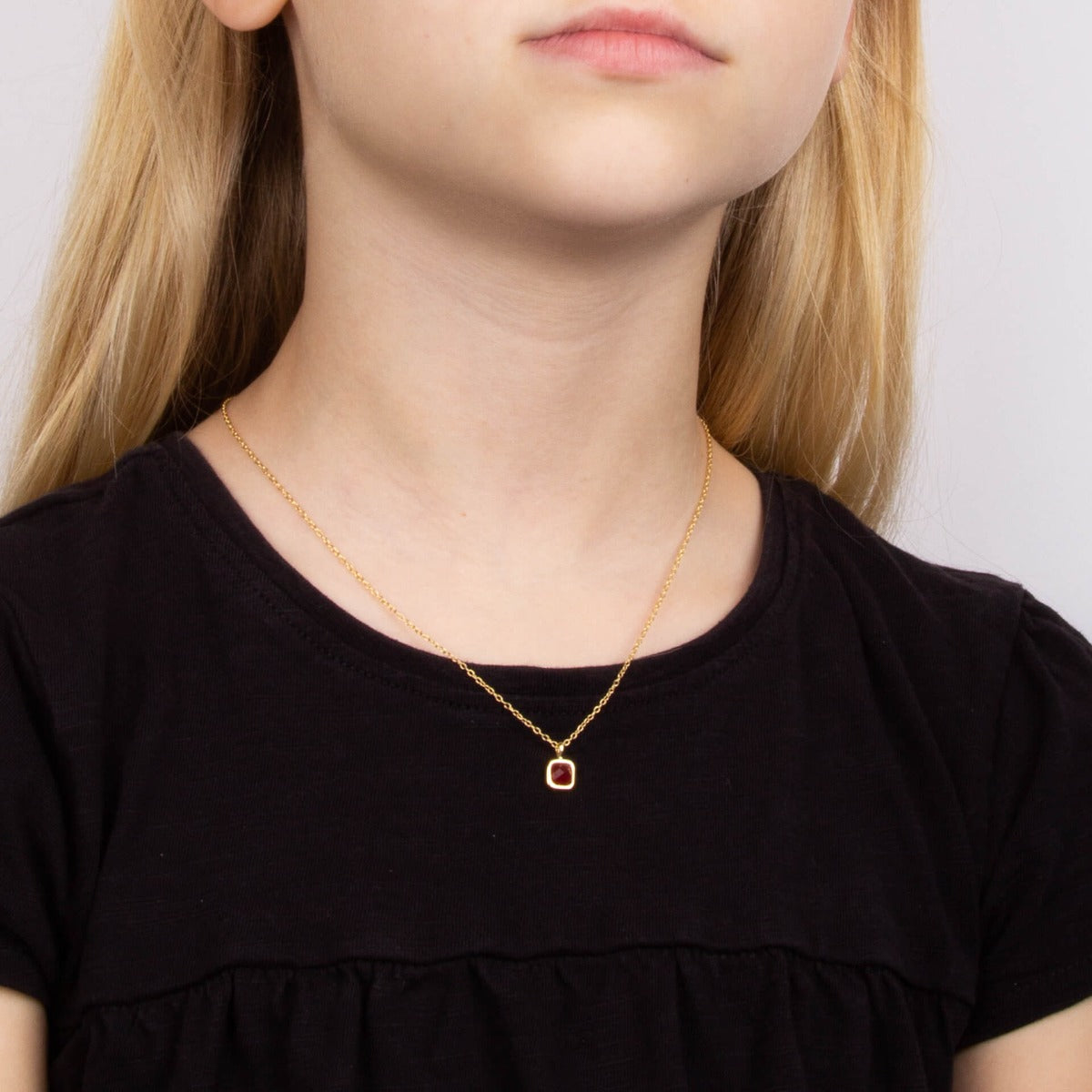 Semi-Precious Birthstone Necklace with Diamond Tag
