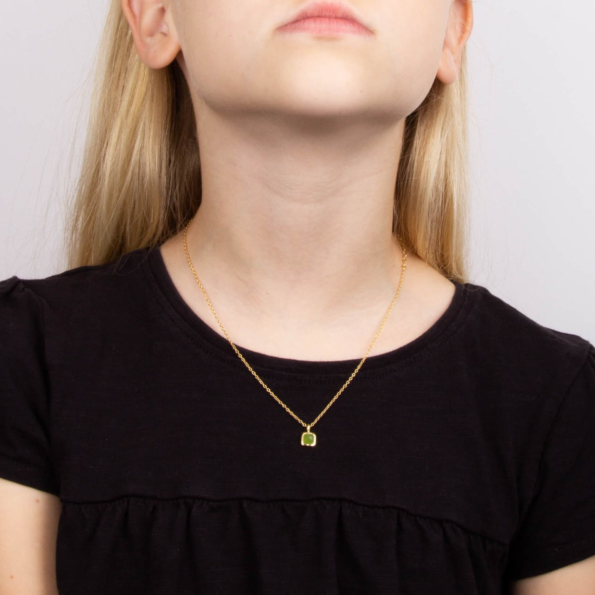 Semi-Precious Birthstone Necklace with Diamond Tag