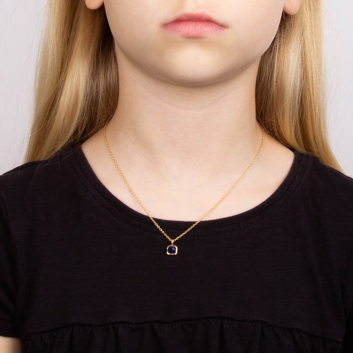 Semi-Precious Birthstone Necklace with Diamond Tag