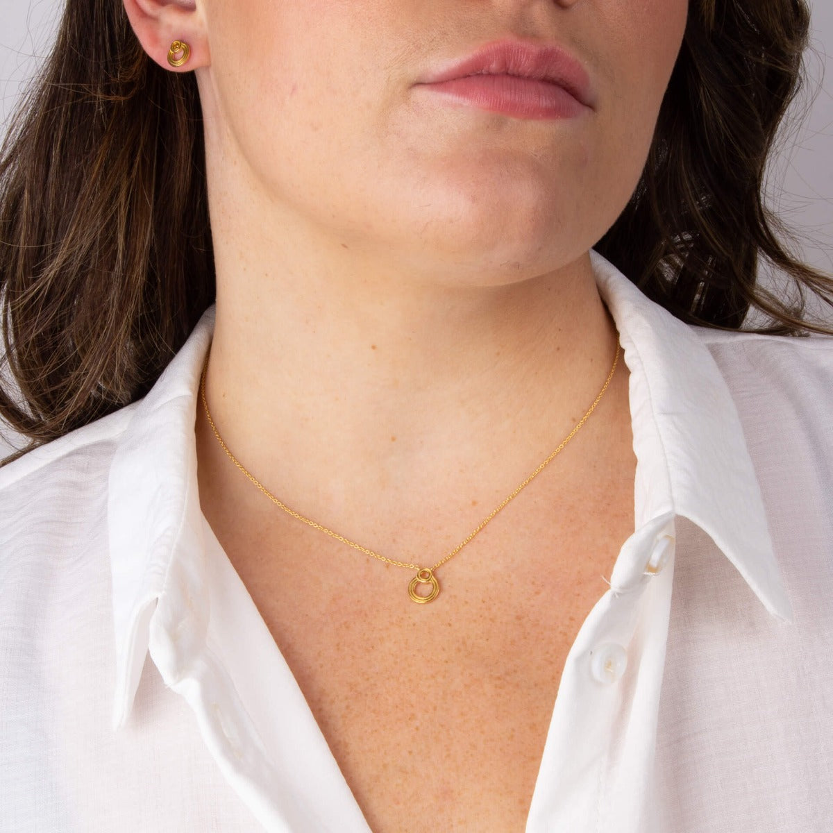 Ridged Double Open Circle Necklace