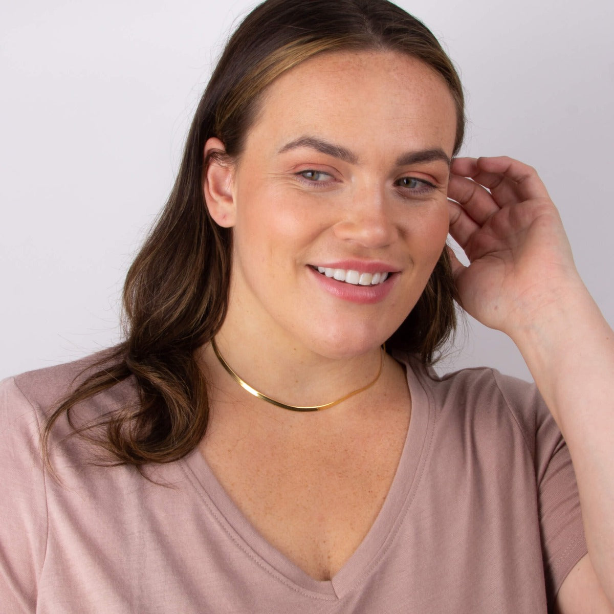 Flat Herringbone Chain Necklace