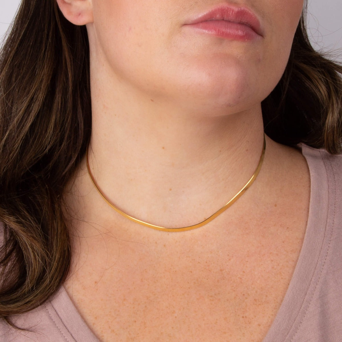 Flat Herringbone Chain Necklace