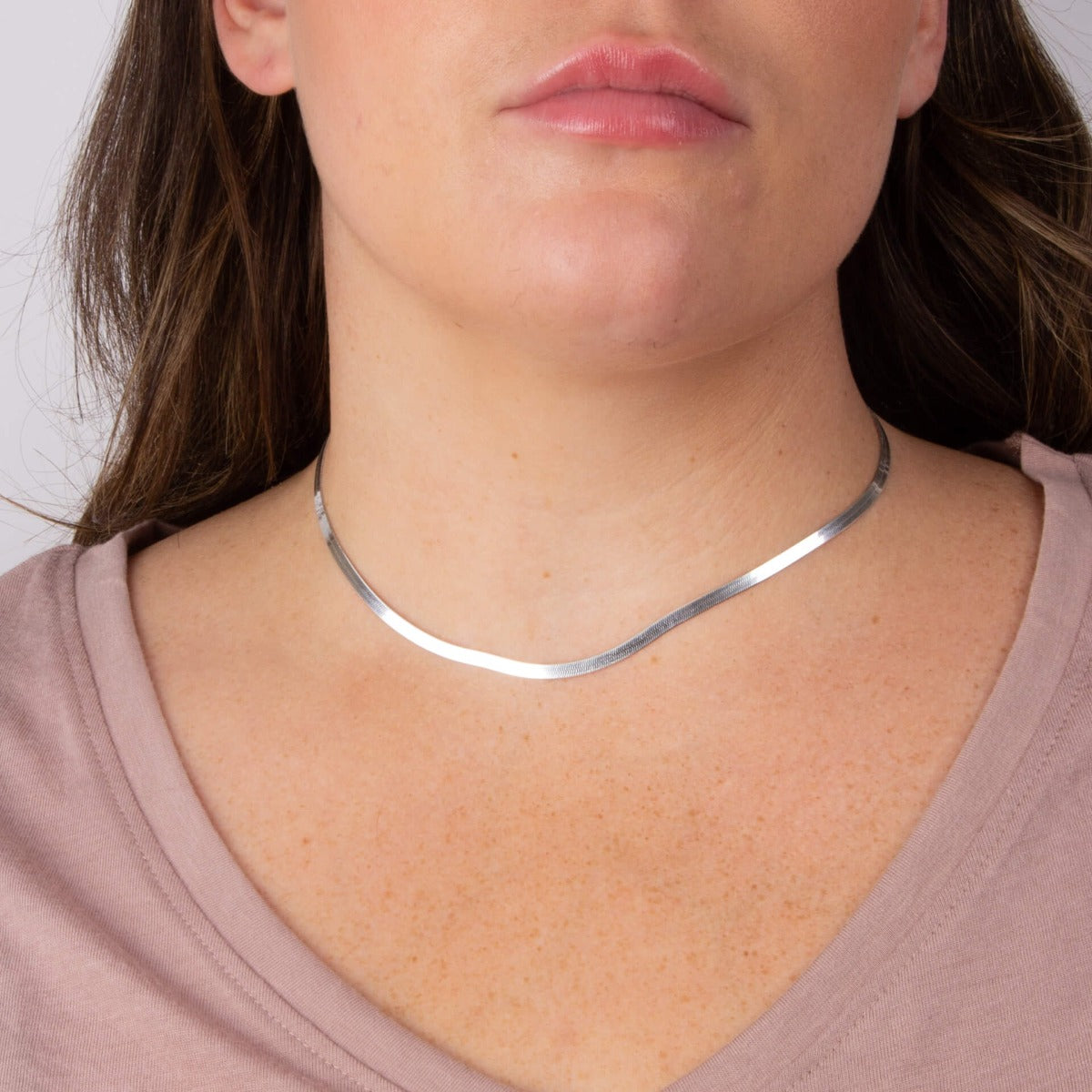 Flat Herringbone Chain Necklace