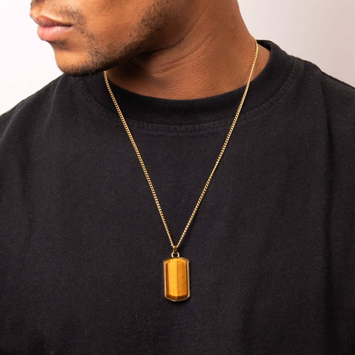 Dog Tag with Semi Precious Stone