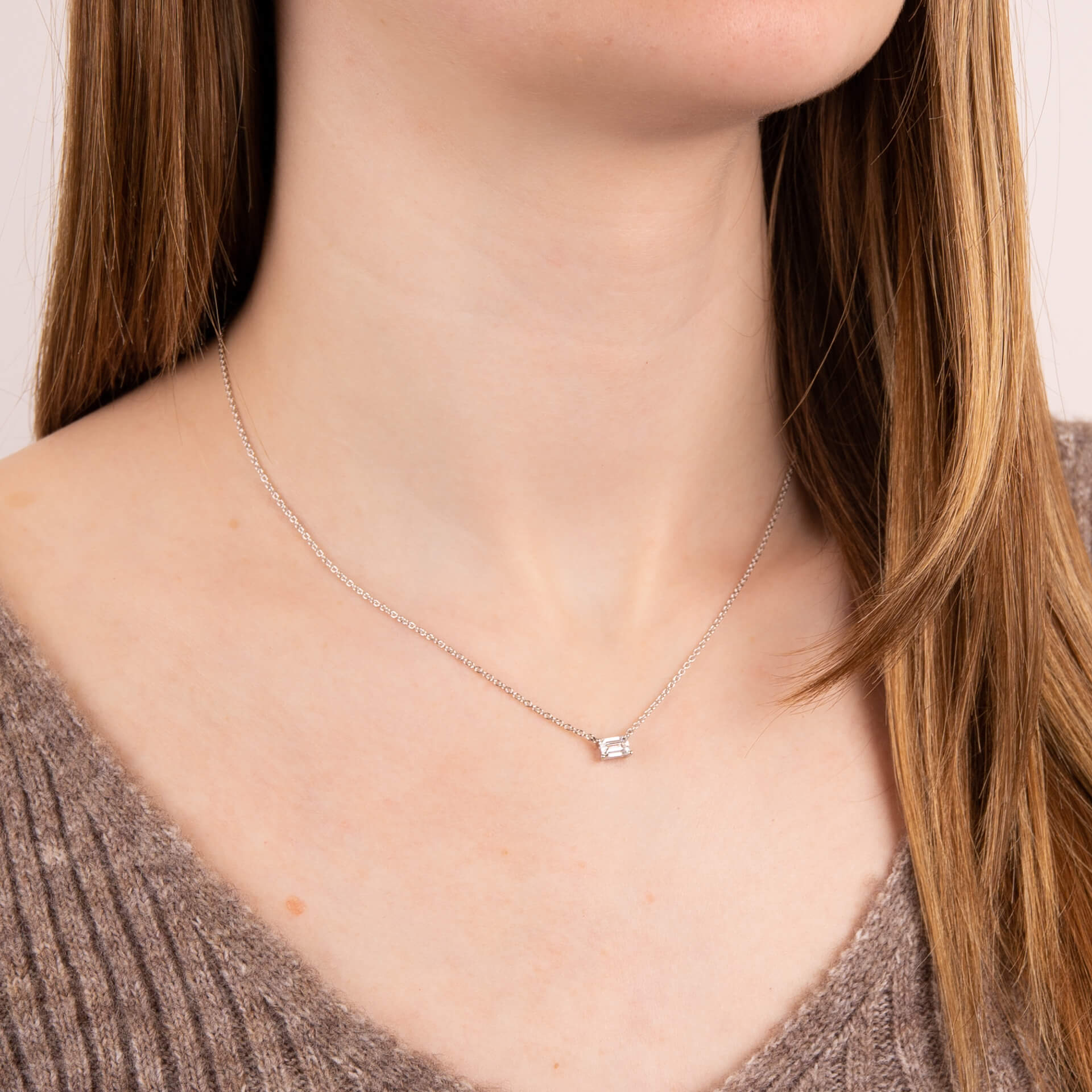 Floating Baguette Zirconia Necklace