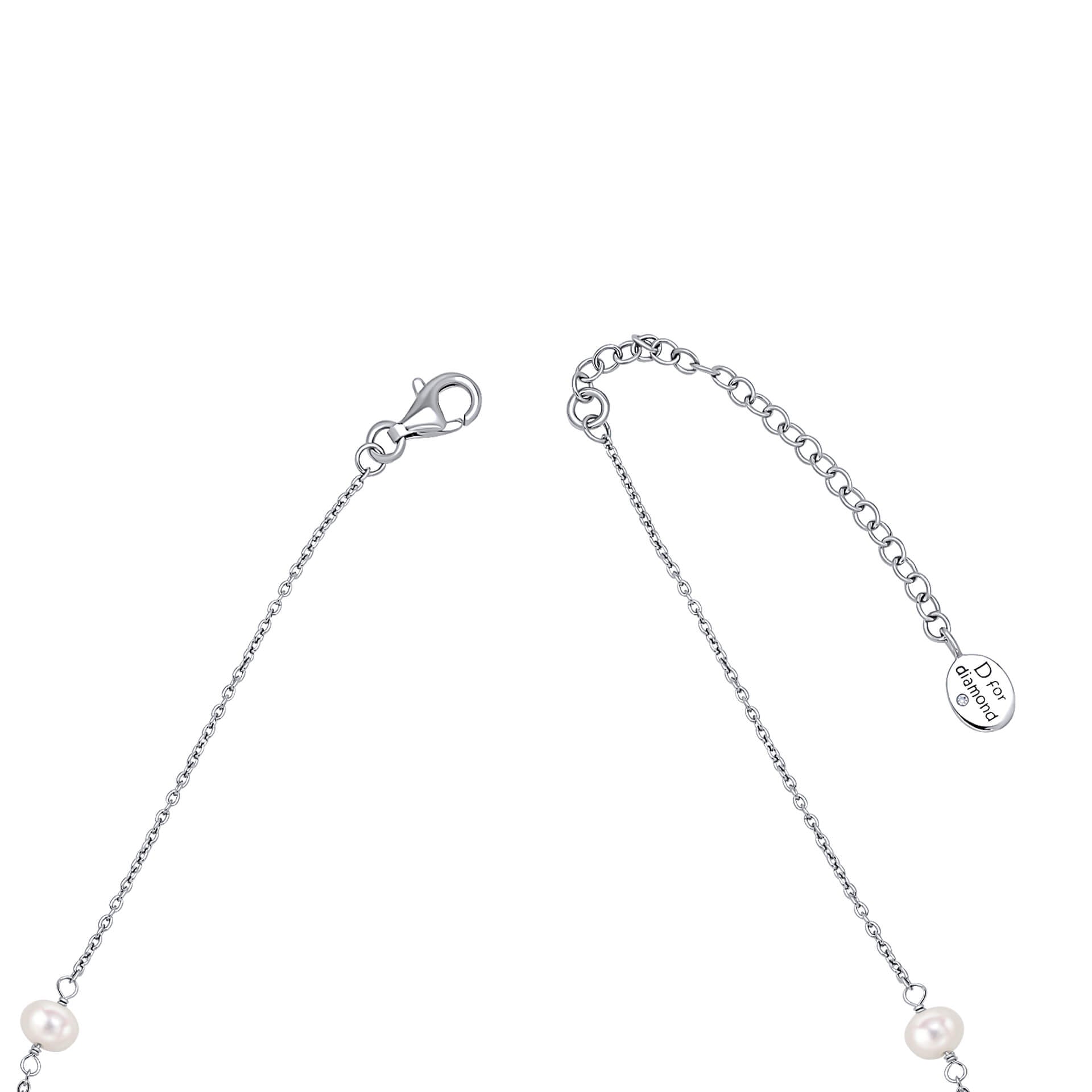 Pearl Station Necklace with Diamond