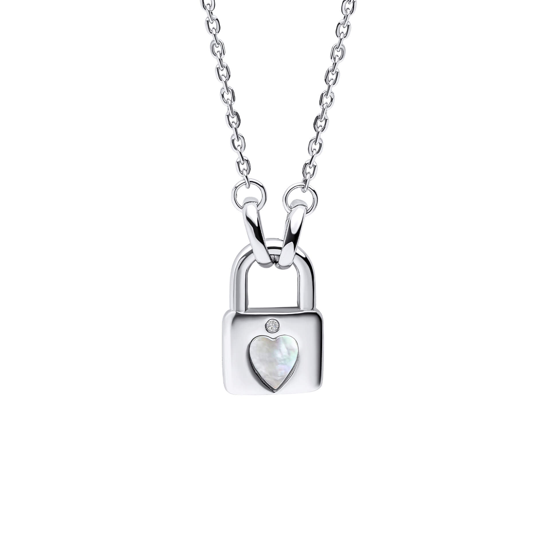 Padlock Heart Necklace with Diamond