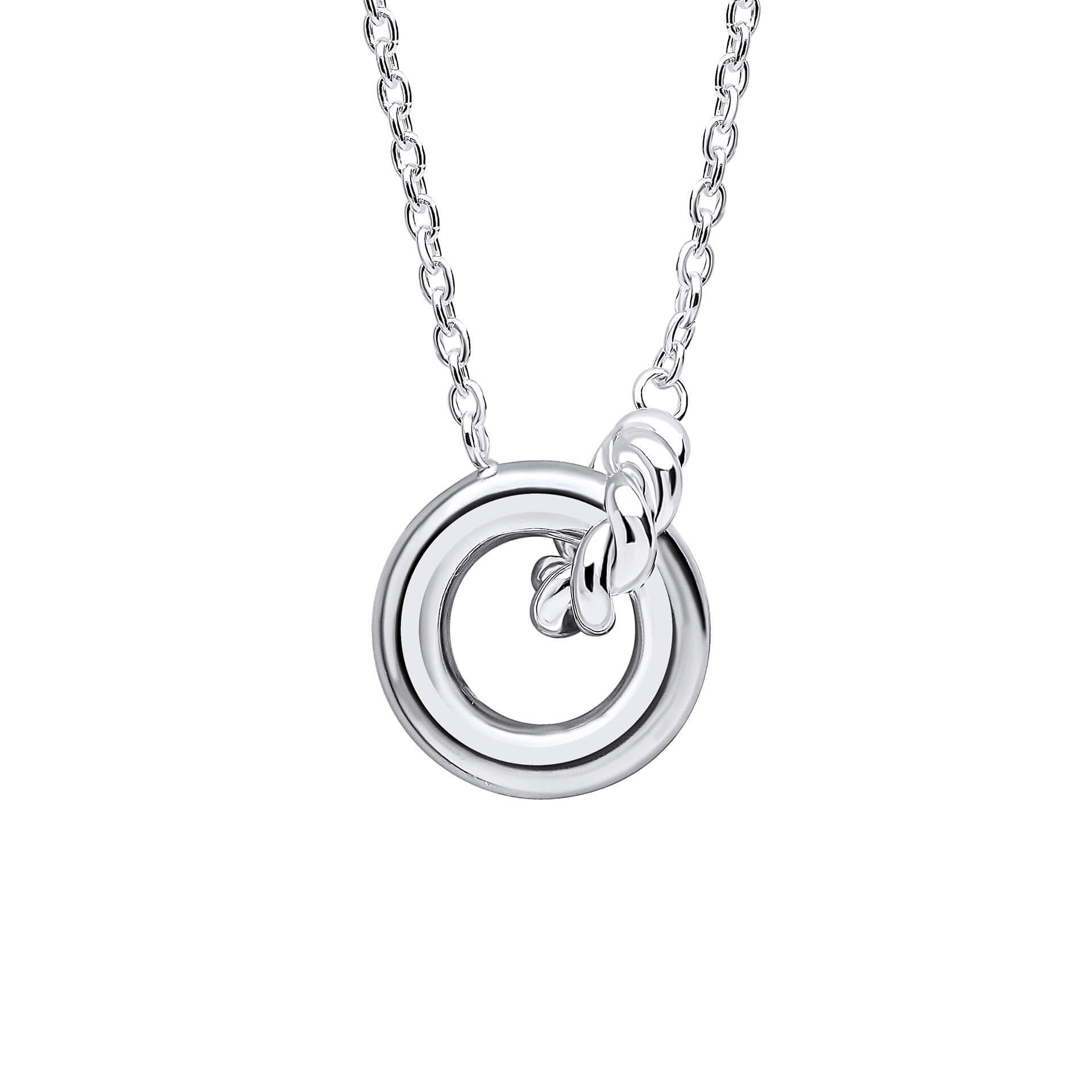 Plain and Rope Linked Circles Necklace