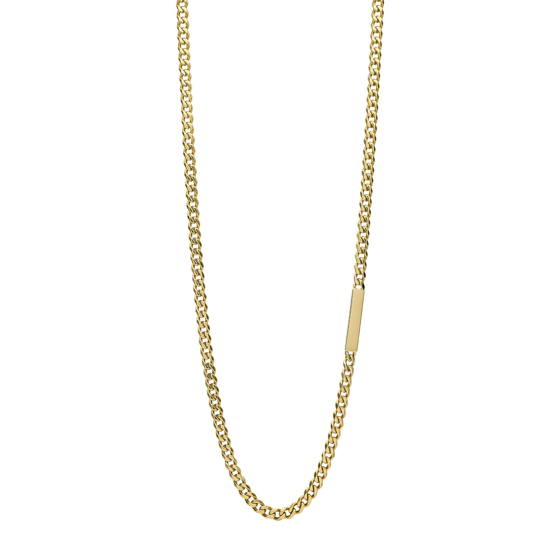 Chain Necklace with Offset Engravable Bar