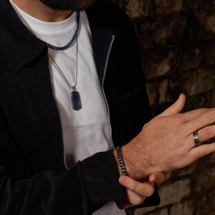 Blue Curb Chain Bracelet