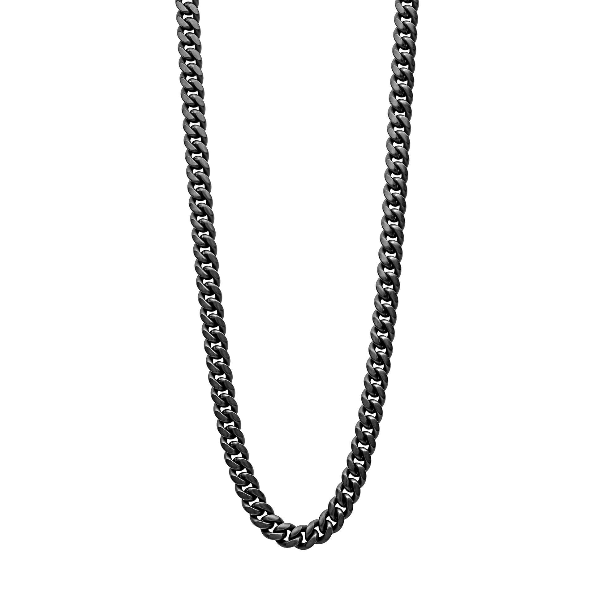 Black Brushed Curb Chain Necklace