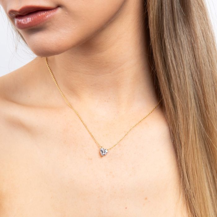 Solitaire Heart Shaped Zirconia Necklace