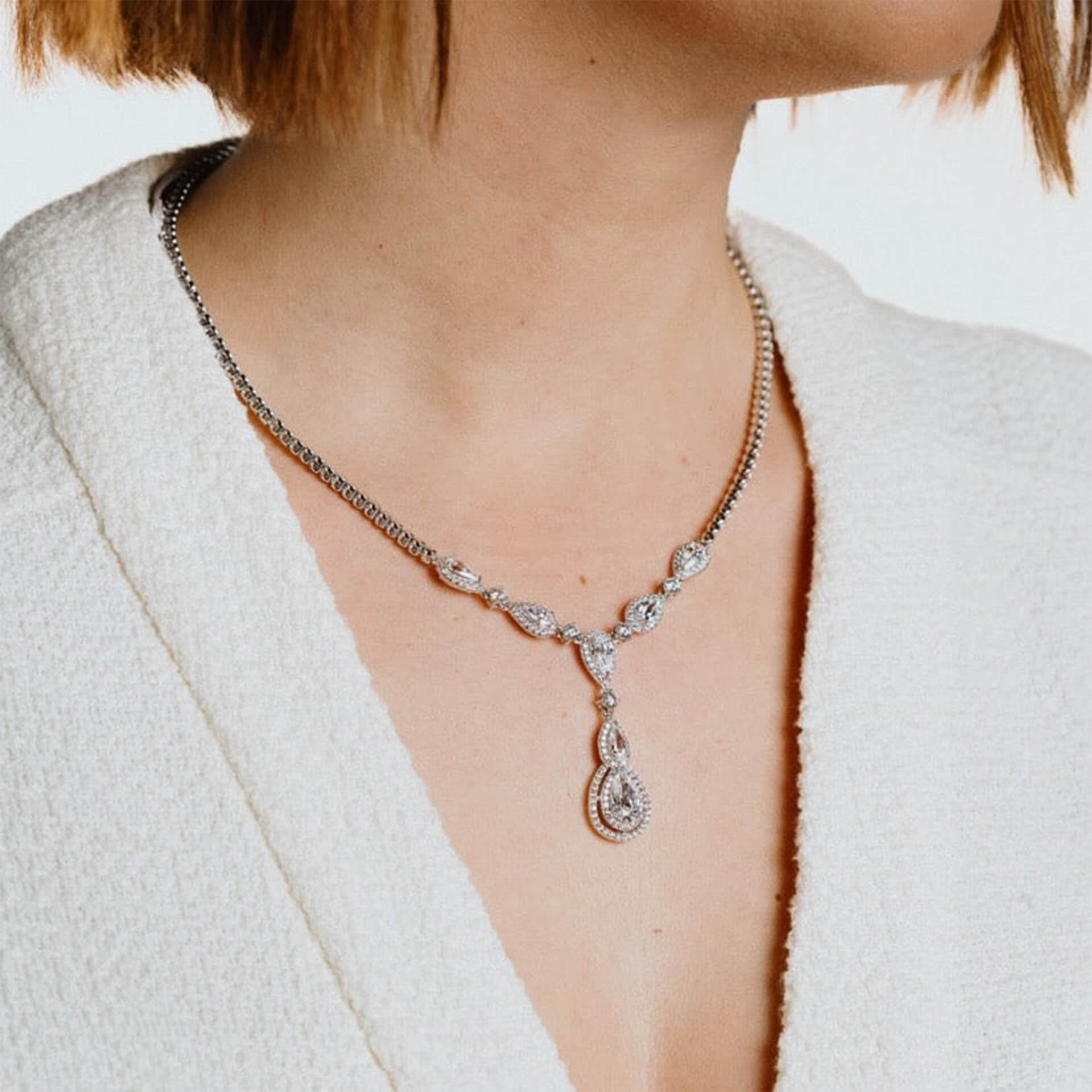 Statement Halo Teardrop Necklace