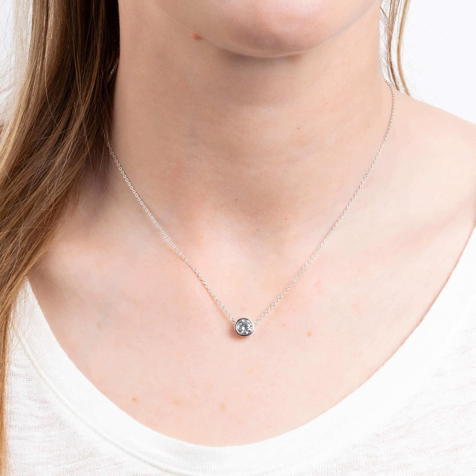 Solitaire Bezel Zirconia Necklace
