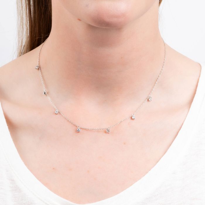 Four Claw Set Zirconia Station Necklace