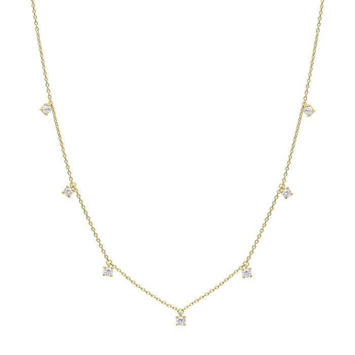 Four Claw Set Zirconia Station Necklace