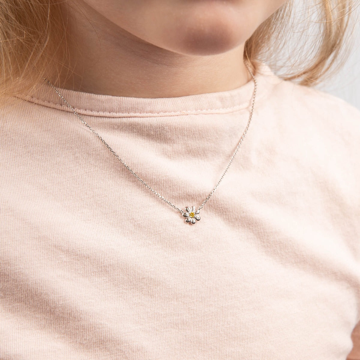 Daisy Necklace with Yellow CZ and Diamond