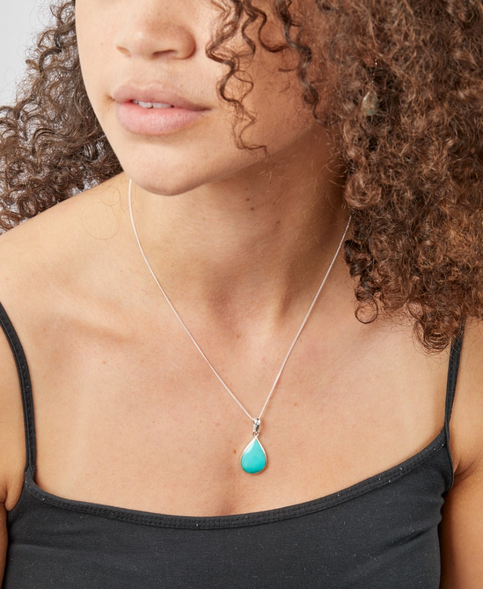Synthetic Turquoise Teardrop Pendant