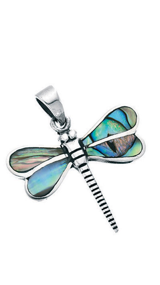 Dragonfly Paua Shell Pendant