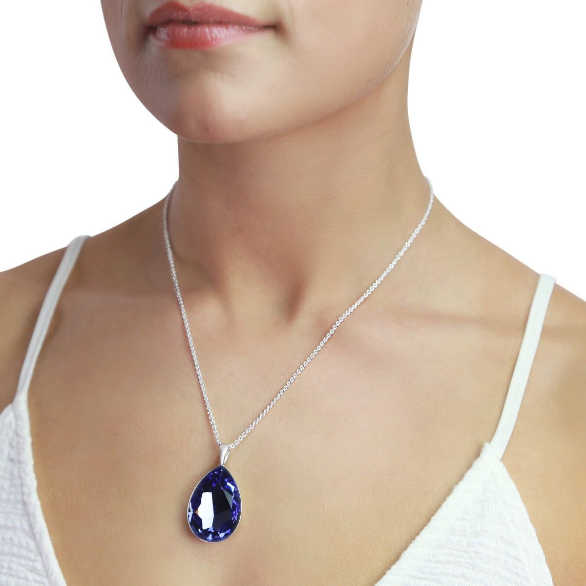 Large Teardrop Pendant with Tanzanite Crystal