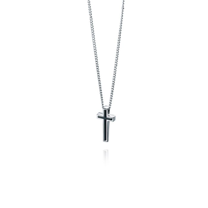 Black IP Detail Cross Pendant