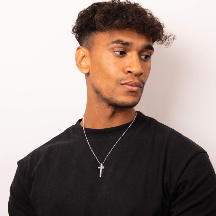 Black IP Detail Cross Pendant
