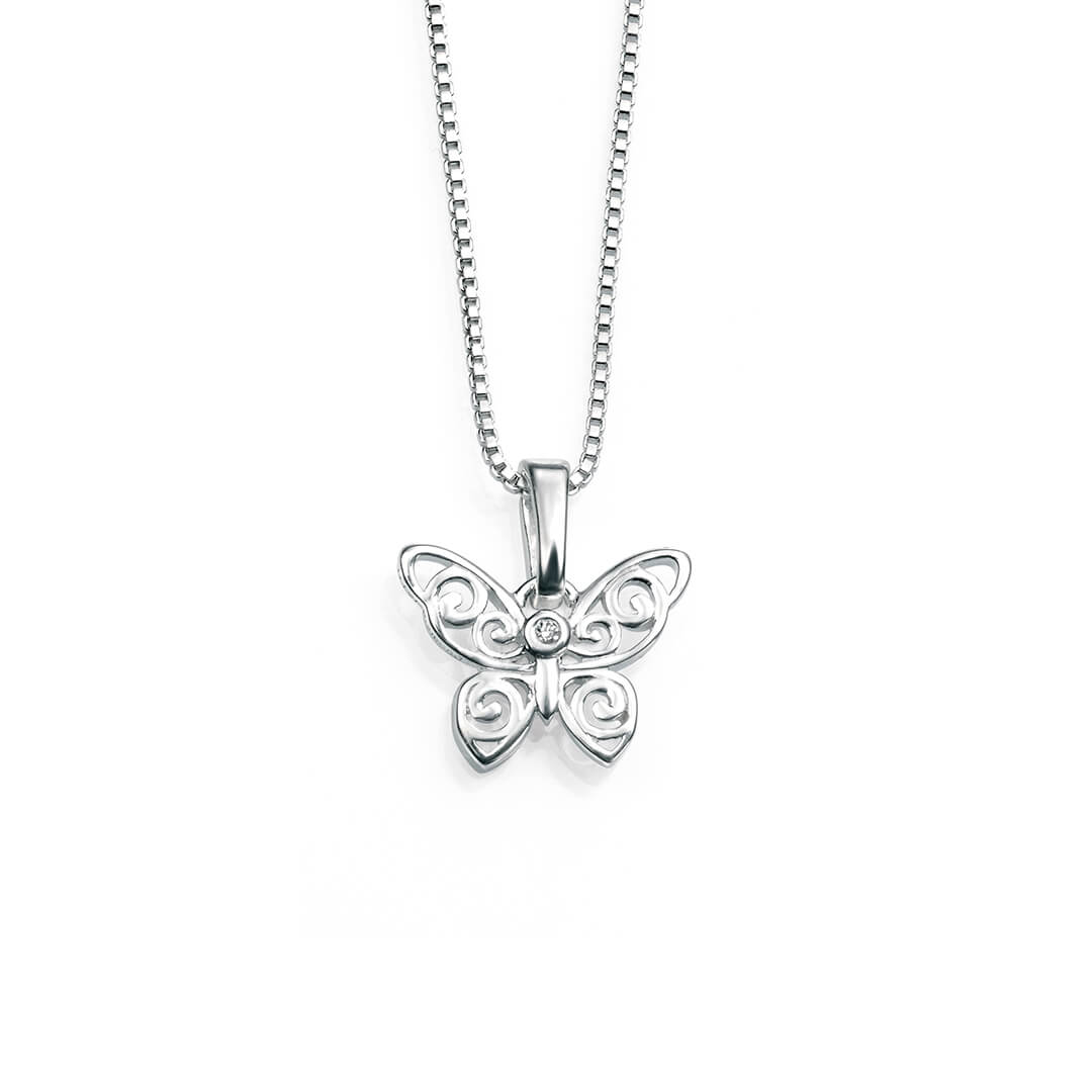 Filigree Butterfly Necklace with Diamond