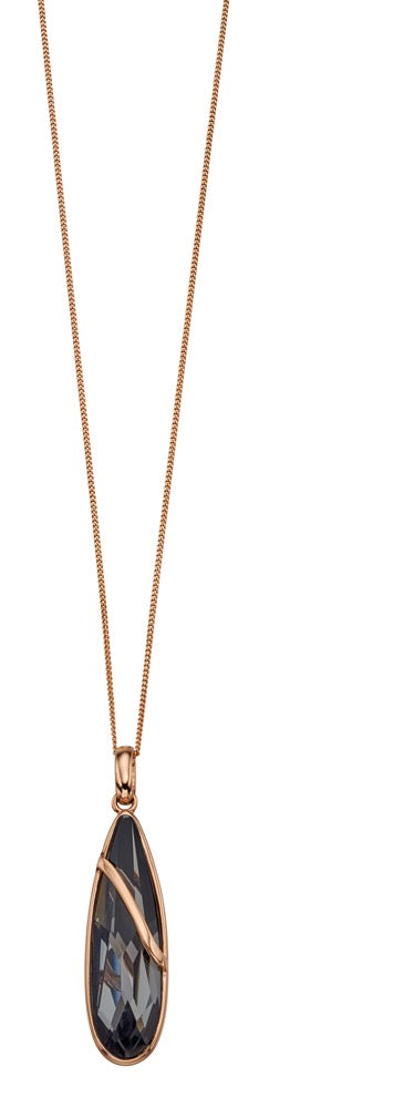 Lozenge Shape Pendant in Rose Gold with Silver Night Crystal