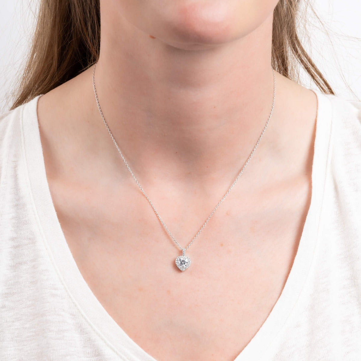 Pave Set Zirconia Heart Pendant