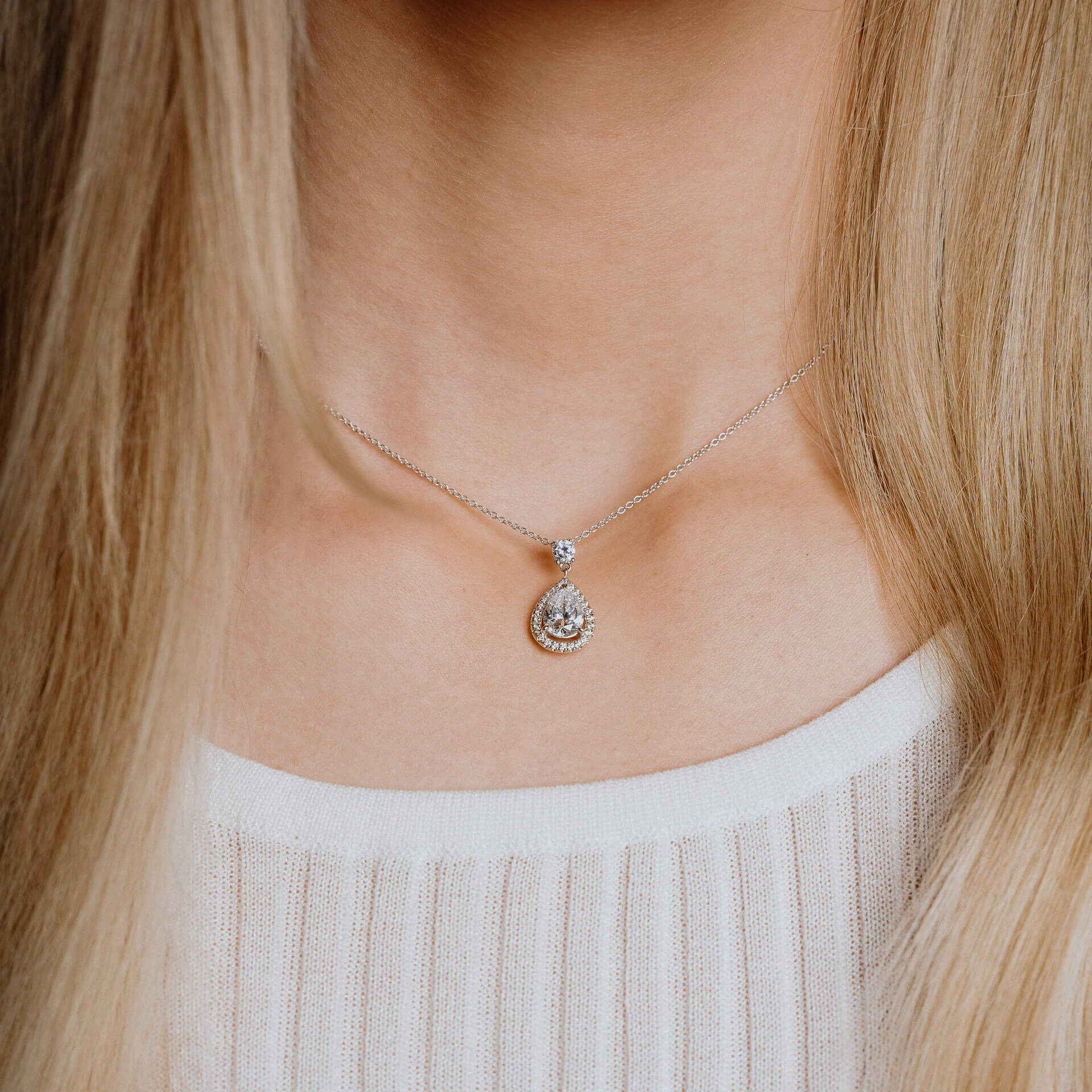 Teardrop Shaped Zirconia Drop Pendant