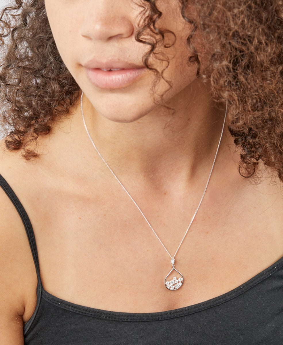 Scattered Cubic Zirconia Teardrop Pendant