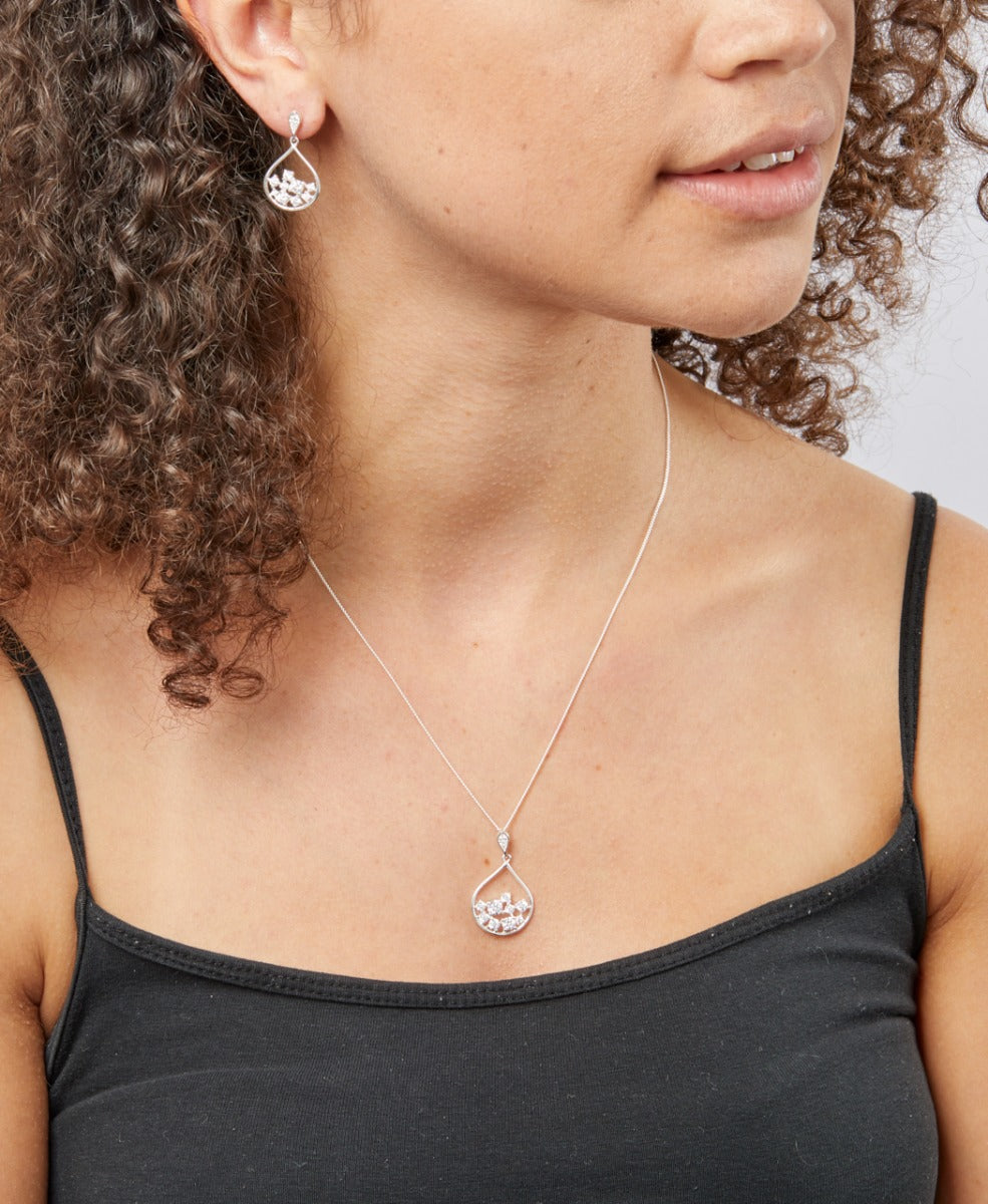 Scattered Cubic Zirconia Teardrop Pendant