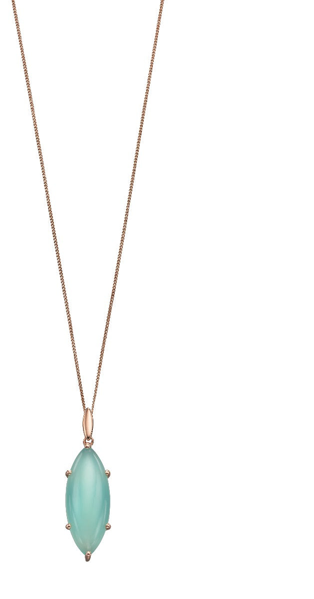 Marquise Aqua Chalcedony and Rose gold Pendant